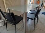 Table à manger avec 4 chaises, Verre, Cinq personnes ou plus, 50 à 100 cm, Comme neuf