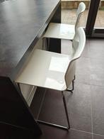 barkrukken, wit/chroom, 66 cm, Huis en Inrichting, Barkrukken, 2 krukken, Ophalen, Zo goed als nieuw