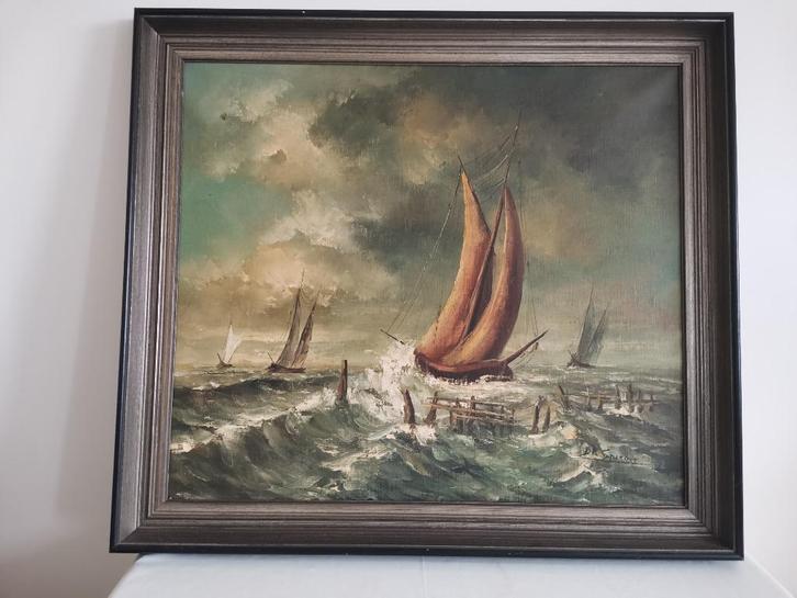 D. F. Spiron - olieverf schilderij op doek - Zeezicht, Antiek en Kunst, Kunst | Schilderijen | Klassiek, Ophalen