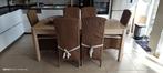 Weeftafel en 6 stoelen, Ophalen, Gebruikt, Bruin, Hout