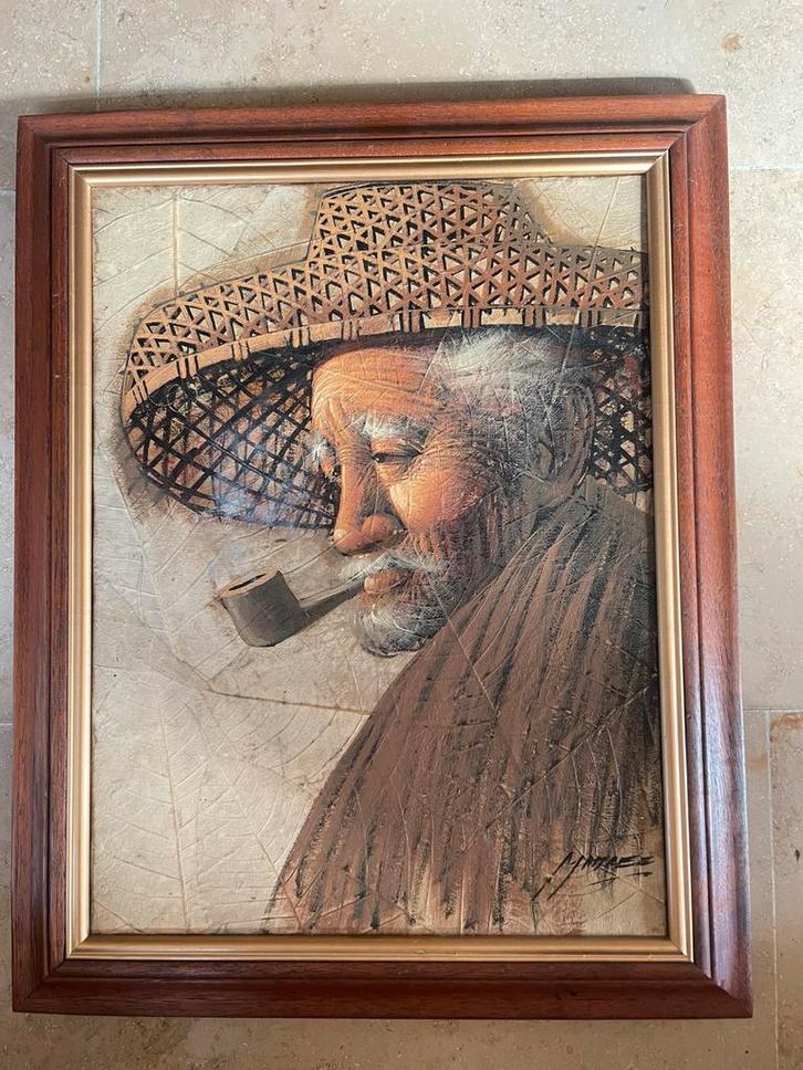 Schilderij rokende man Maitree Juntaropamai, Antiek en Kunst, Kunst | Schilderijen | Klassiek, Ophalen