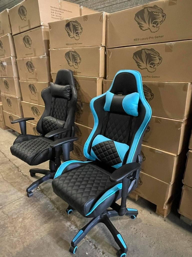 Chaise gaming MBS Luxury Pro Gamer, Maison & Meubles, Chaises de bureau, Neuf, Chaise de bureau, Bleu, Ergonomique, Chaise de bureau de gaming