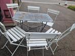 Vintage plooi-setje tafel+6stoelen  €135, Antiek en Kunst, Ophalen