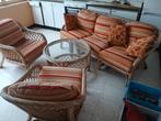 Rotan set met tafel., Tuin en Terras, Ophalen, 5 zitplaatsen, Gebruikt, Rotan