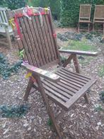 Grote stevige houten tuinstoel, Ophalen, Gebruikt, Hout, Inklapbaar