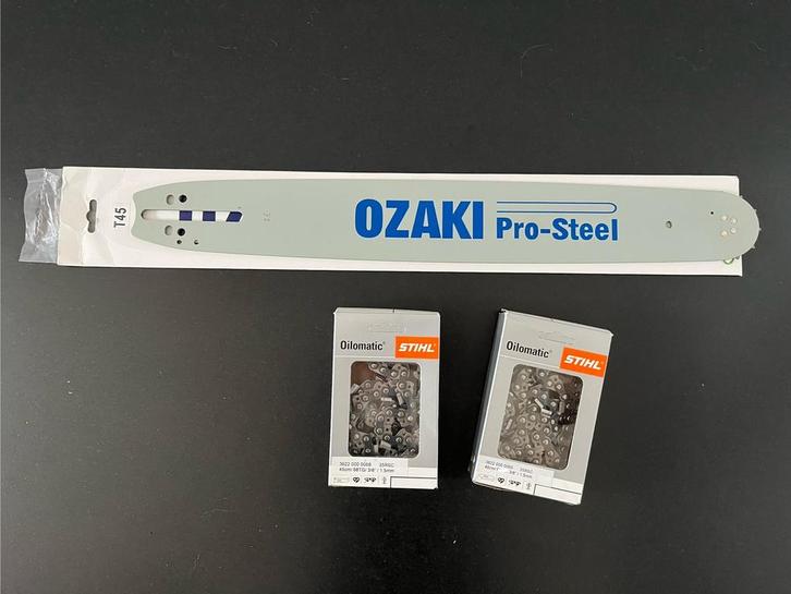 Ozaki zaagblad + 2 Stihl kettingen nieuw, Tuin en Terras, Kloofmachines, Nieuw, Ophalen of Verzenden