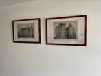 Twee antieke kaders met afdrukken van kasteel, Antiek en Kunst, Ophalen of Verzenden