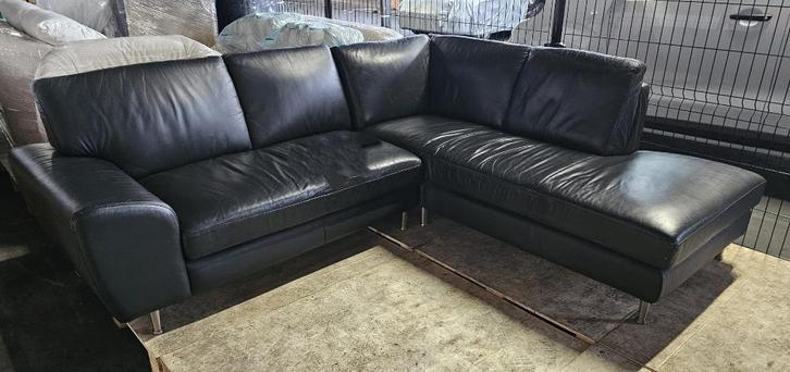 Hoekbank van echt leer — Elegance & Comfort, Huis en Inrichting, Zetels | Zetels, Gebruikt, Leer, Metaal, Verzenden
