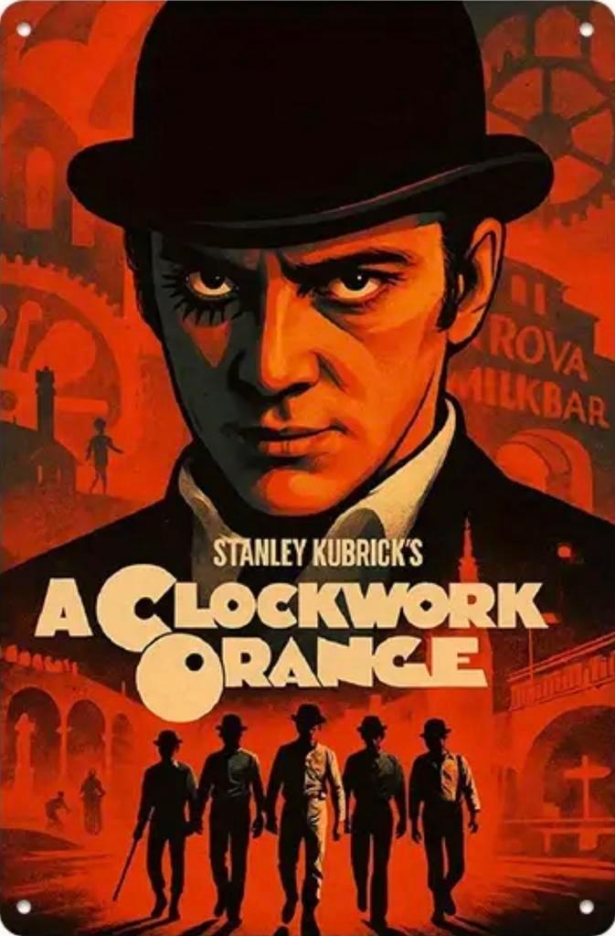 Metalen reclamebord Clockwork Orange - retro vintage mancave, Verzamelen, Merken en Reclamevoorwerpen, Zo goed als nieuw, Reclamebord