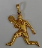 Pendentif doré joueur de tennis, Comme neuf, Autres matériaux, Enlèvement ou Envoi, Or