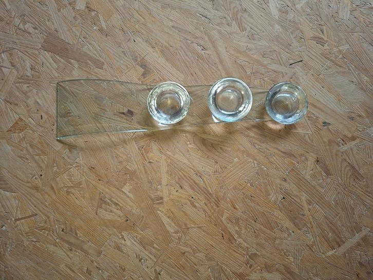 Theelichthouder in glas als golf, Huis en Inrichting, Woonaccessoires | Kandelaars en Kaarsen, Gebruikt, Ophalen