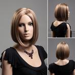 Luxe pruik bob model mix blond en bruin, Handtassen en Accessoires, Uiterlijk | Haarverzorging, Verzenden, Nieuw, Pruik of Haarverlenging