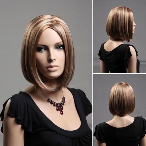 Luxe pruik bob model mix blond en bruin, Handtassen en Accessoires, Uiterlijk | Haarverzorging, Nieuw, Pruik of Haarverlenging
