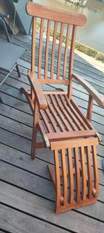 Houten (teak) ligstoel met kussen, Ophalen, Gebruikt