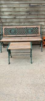 3-delige tuinset gietijzer en afzelia, Tuin en Terras, Ophalen, 4 zitplaatsen, Gebruikt, Bank