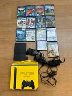 Playstation 2 slim + 14 spellen, Games en Spelcomputers, Spelcomputers | Sony PlayStation 2, Ophalen, Gebruikt, Met 2 controllers