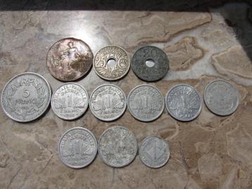 12 Pieces de monnaie anciennes FRANCAISES 1914-1945  ww1+ww2