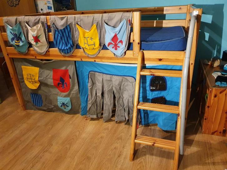 Flexa modulair schaalbaar bed, Huis en Inrichting, Slaapkamer | Bedden, Gebruikt, Eenpersoons, 90 cm, 200 cm, Hout, Bruin, Verstelbaar