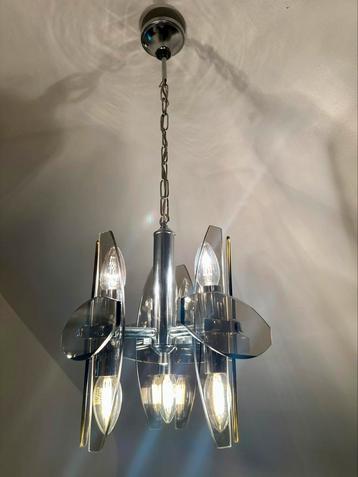 Design vintage hanglamp van Veca met Murano glas - Zeldzaam beschikbaar voor biedingen