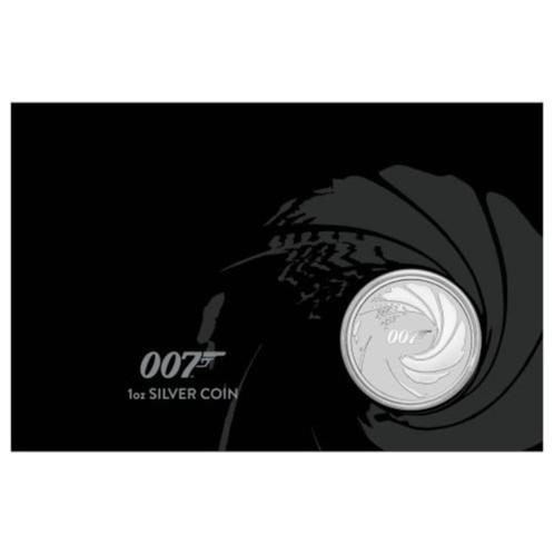 James Bond 007 - 1 Oz Zilveren 2020 in muntkaart, Postzegels en Munten, Munten | Oceanië, Losse munt, Zilver, Ophalen of Verzenden