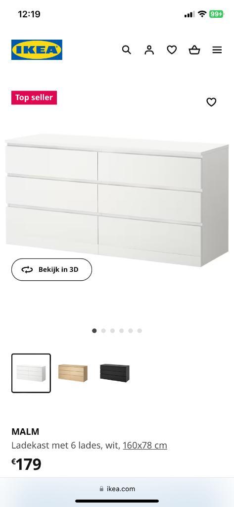 NOUVEAU DANS LA BOÎTE | Commode Ikea Malm avec 6 tiroirs, Maison & Meubles, Armoires | Commodes, Neuf, Moins de 100 cm, 150 à 200 cm