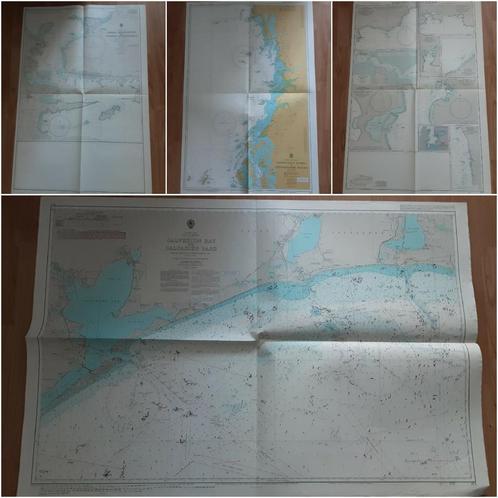 lot de cartes marines avec itinéraires de navigation (6), Collections, Marine, Utilisé, Carte, Photo ou Gravure, Enlèvement ou Envoi