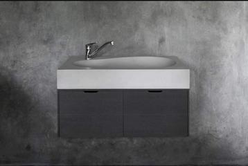 Design wastafel + meubel 80 cm, beton & eco-teak beschikbaar voor biedingen