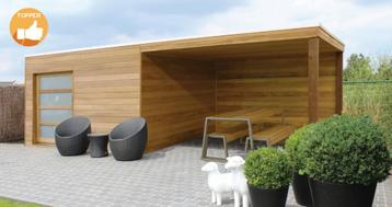 Strak tuinhuis Box-Iroko in diverse standaard maten beschikbaar voor biedingen