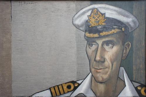 Olieverf op doek, art deco marineofficier, Antiek en Kunst, Kunst | Schilderijen | Klassiek, Ophalen of Verzenden