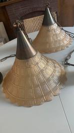 Set glazen bruine hanglampen 38cm diameter, Ophalen