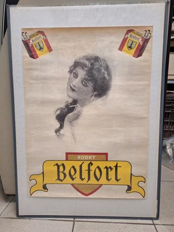 Oude litho affiche Rookt Belfort Sigaretten  beschikbaar voor biedingen