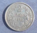 1909 2 francs Léopold 2 en argent - port 1,5 euro par courri, Timbres & Monnaies, Monnaies | Belgique, Argent, Enlèvement ou Envoi