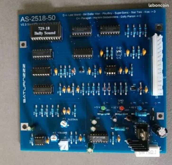Carte Son Neuve pour Bally AS-2518-50 et AS-2518-32, Verzamelen, Automaten | Flipperkasten, Nieuw, Elektronisch, Bally, Ophalen of Verzenden