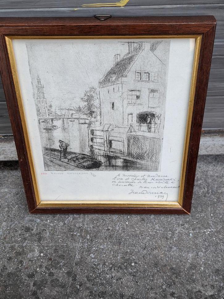 eau forte ecluse amsterdma signe jean donnay, Antiquités & Art, Art | Eaux-fortes & Gravures, Enlèvement ou Envoi