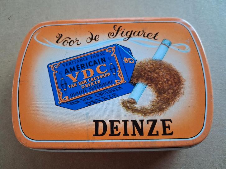 oude tabaksdoos VDC DEINZE, Verzamelen, Rookartikelen, Aanstekers en Luciferdoosjes, Gebruikt, Tabaksdoos of Verpakking, Ophalen of Verzenden