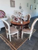 Petite table ronde avec 4 chaises, Ophalen, Gebruikt, Table en bois et chaises en tissu, 4 tot 6 stoelen