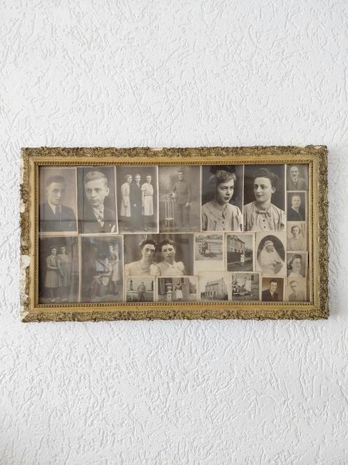 Kader met oude foto's, Antiek en Kunst, Curiosa en Brocante, Ophalen of Verzenden
