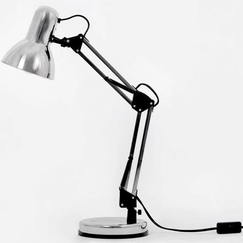 Lampe de bureau pliante, lampe de table, chromée, réglable,, Huis en Inrichting, Lampen | Tafellampen, Metaal, Verzenden
