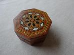 Vintage 8-hoekig houten doosje met inleg, Antiek en Kunst, Ophalen of Verzenden