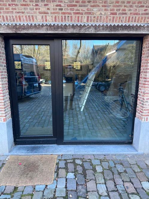 Grote vaste raam met deur, Doe-het-zelf en Bouw, Raamkozijnen en Schuifdeuren, Gebruikt, Hout, 150 tot 225 cm, 225 cm of meer