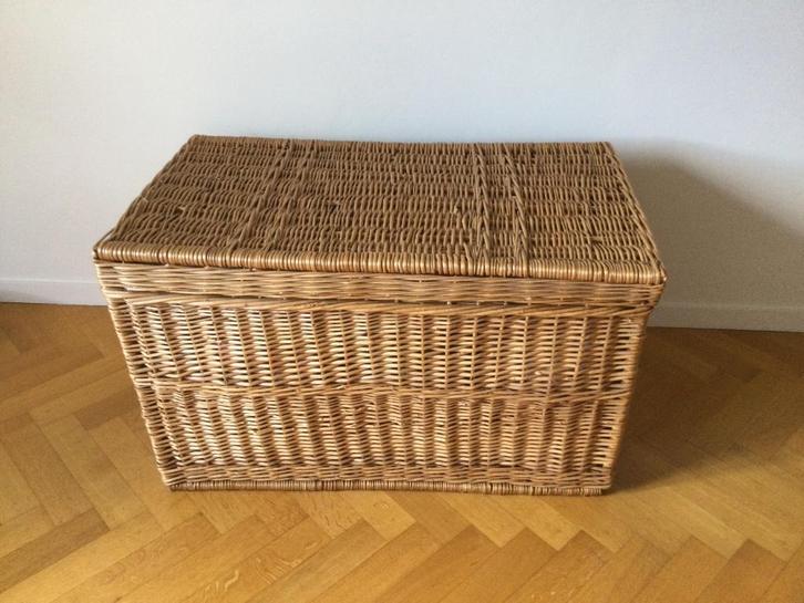 Grote Rieten Opbergmand, Huis en Inrichting, Woonaccessoires | Schalen en Manden, Zo goed als nieuw, Mand, Rechthoekig, Riet, Ophalen