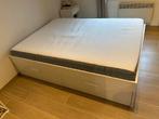 Bed IKEA met schuiven, Huis en Inrichting, Ophalen, Gebruikt, Wit, Tweepersoons