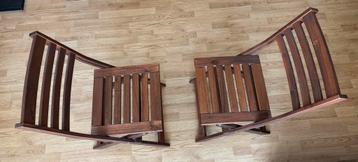 Paar nieuwe opvouwbare tuin-/terrasstoelen massief teakhout beschikbaar voor biedingen