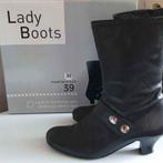 Bottes en cuir noires - pointure 39, Enlèvement, Porté, Noir, Boots et Botinnes