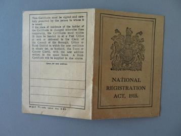WO1 1915 Registratie kaart U.K. De Cock Odile Fulham  beschikbaar voor biedingen