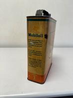 Zeldzaam Mobiloil 2 liter olie blik, Verzamelen, Reclamebord, Gebruikt, Ophalen of Verzenden