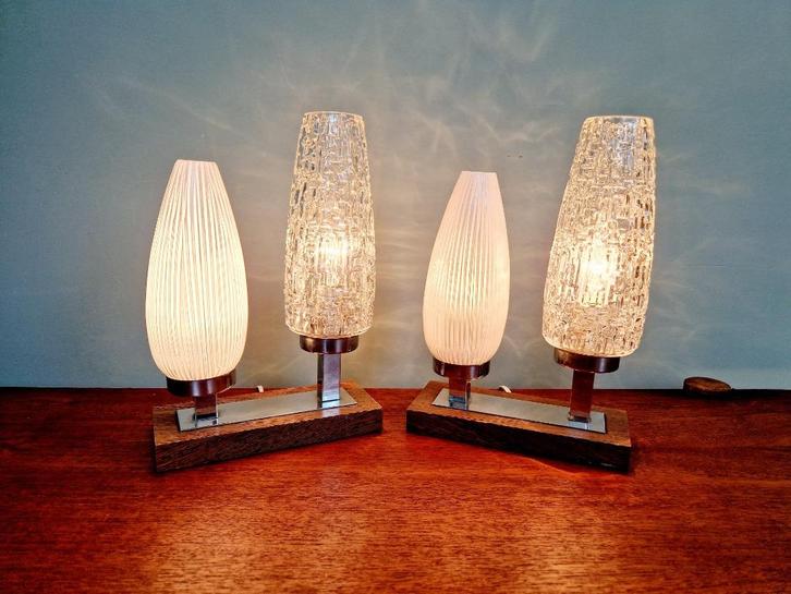 Paar bedlampjes uit het midden van de eeuw, jaren 50-60, Antiek en Kunst, Antiek | Verlichting, Ophalen of Verzenden