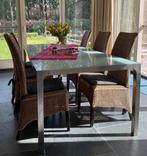 Kwaliteit eettafel met 6 stoelen en zitkussen, Ophalen, Gebruikt