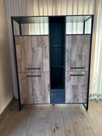 Parketlook kast met ijzeren frame, Huis en Inrichting, Kasten | Vitrinekasten, Ophalen, Met deur(en), 100 tot 150 cm, Nieuw