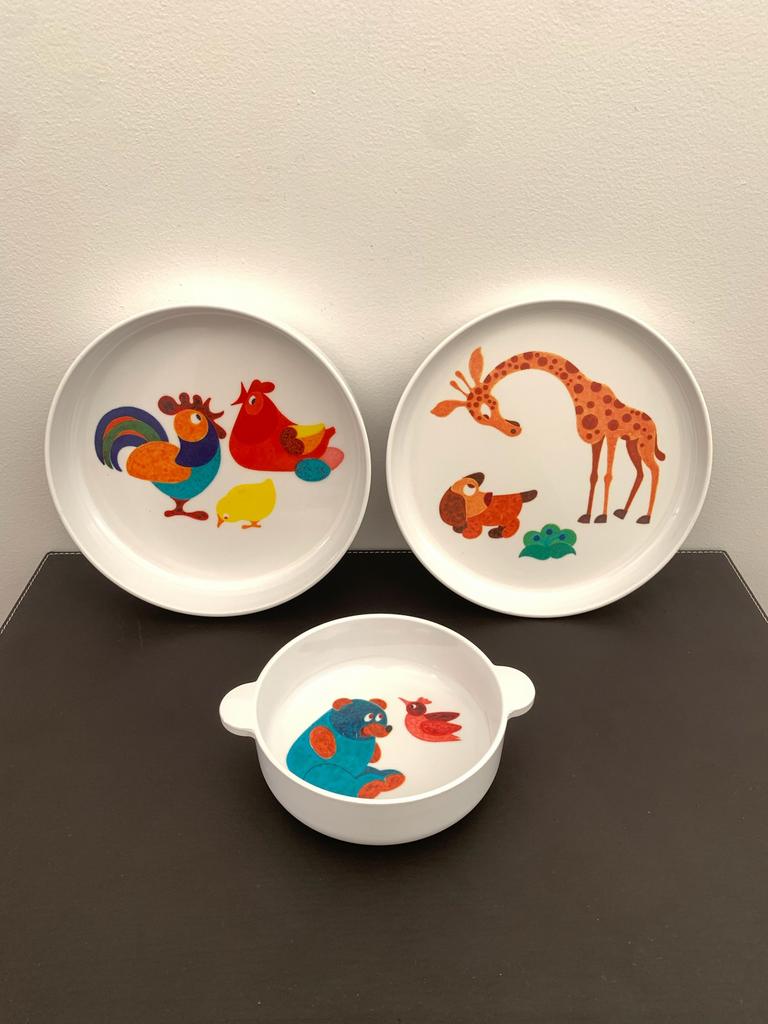 Vintage kinderservice in MELAMINA STYLE (gemaakt in Italië), Kinderen en Baby's, Overige Kinderen en Baby's, Ophalen of Verzenden